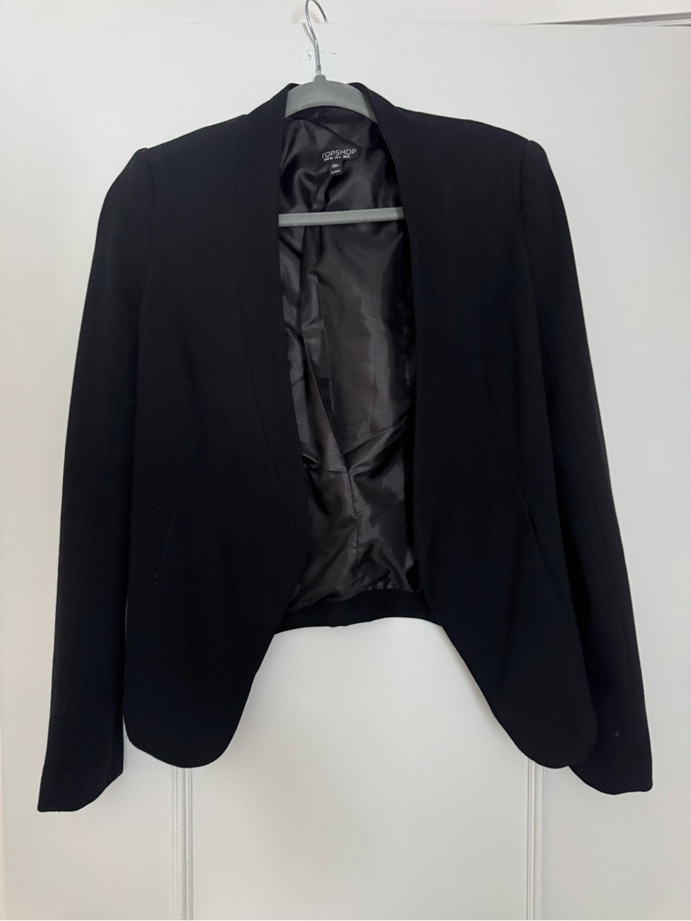 Topshop Black Open-Front Cropped Blazer Jacket